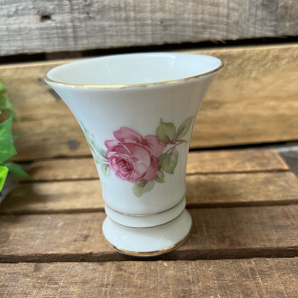 Vintage Schumann Bavaria Germany Rose Floral Accent Vase